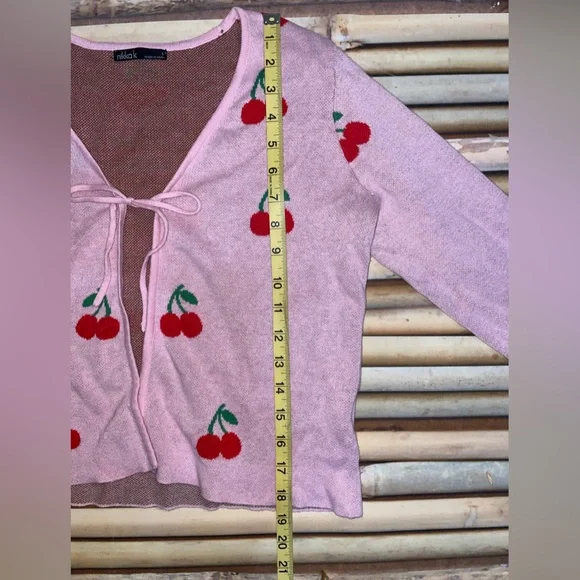 Pink Cherry Embroidered Cardigan - Picture 11 of 16